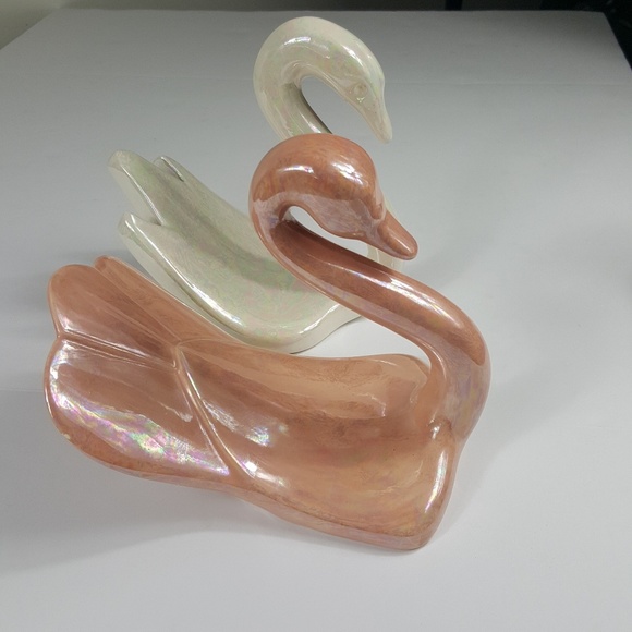 Vintage Other - Antique Custom Designed Ceramic Swan Figurines / Towel Holders